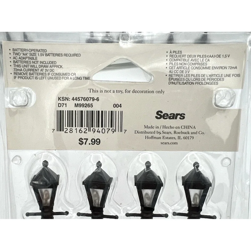 Lemax 12 Gas Holiday Lanterns & 2 Railroad Crossing Signs  Battery/AC New